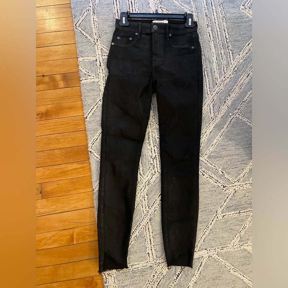 Aline Coated High Rise Skinny in Coated Onyx